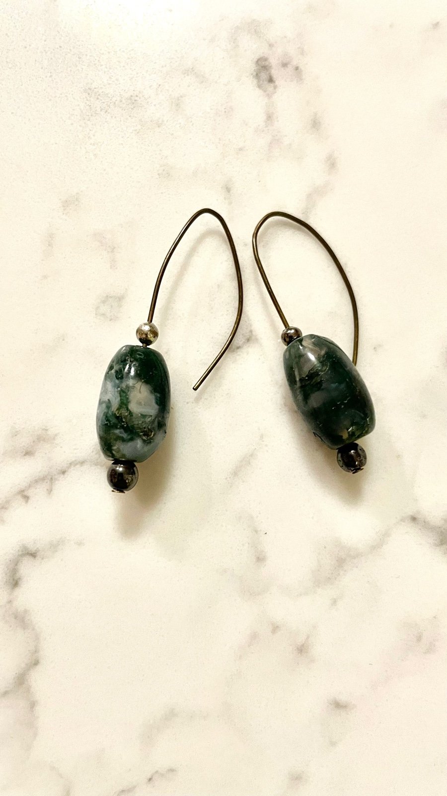 Just Neat Stuff Green Glass Earrings — alternative angle
