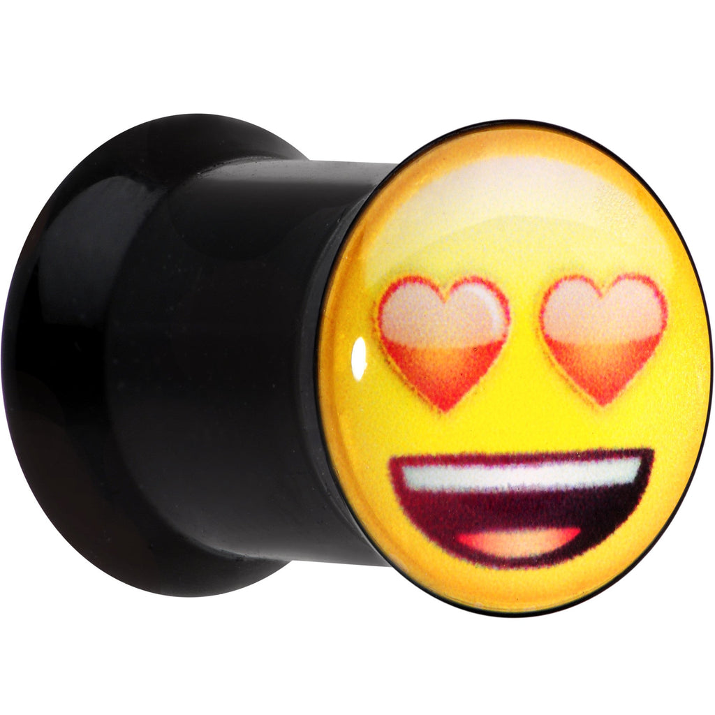 BodyCandy 0G Licensed Heart Eyes emoji Acrylic Double Flare Plug Set — construction detail