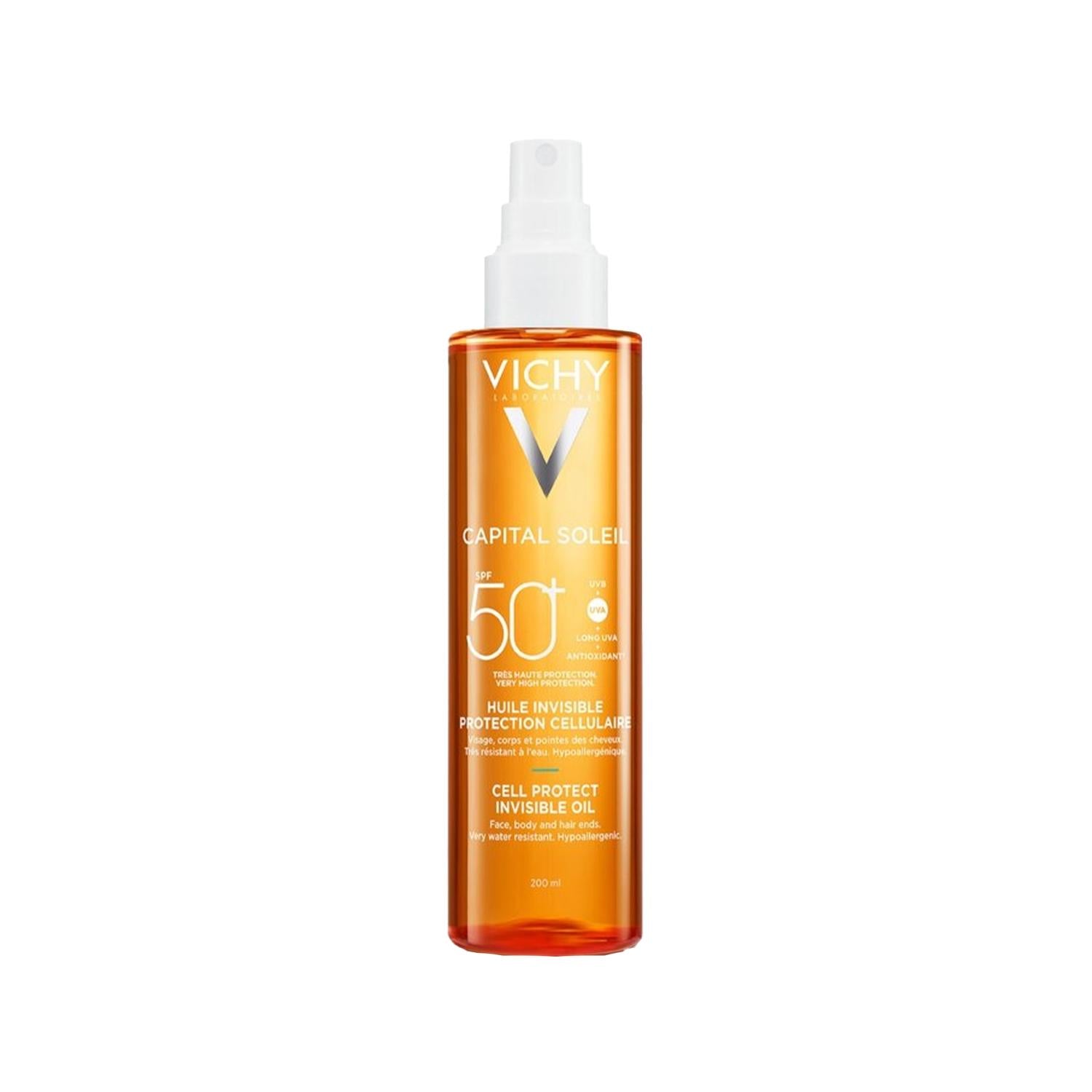 Vichy Vichy Capital Soleil Cell Protect Invisible Sunscreen SPF 50+ 6.76 fl oz - Gentle, Non-Greasy Sun Protection for Sensitive Skin
