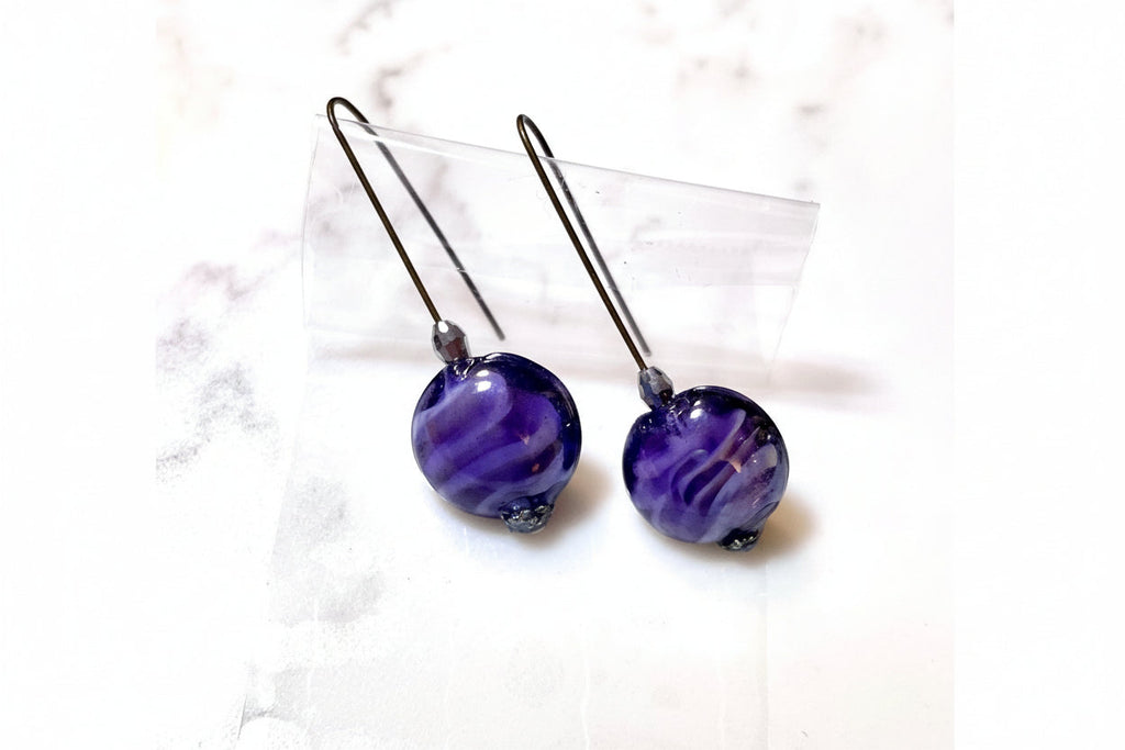 Just Neat Stuff Purple glass earrings — main product shot