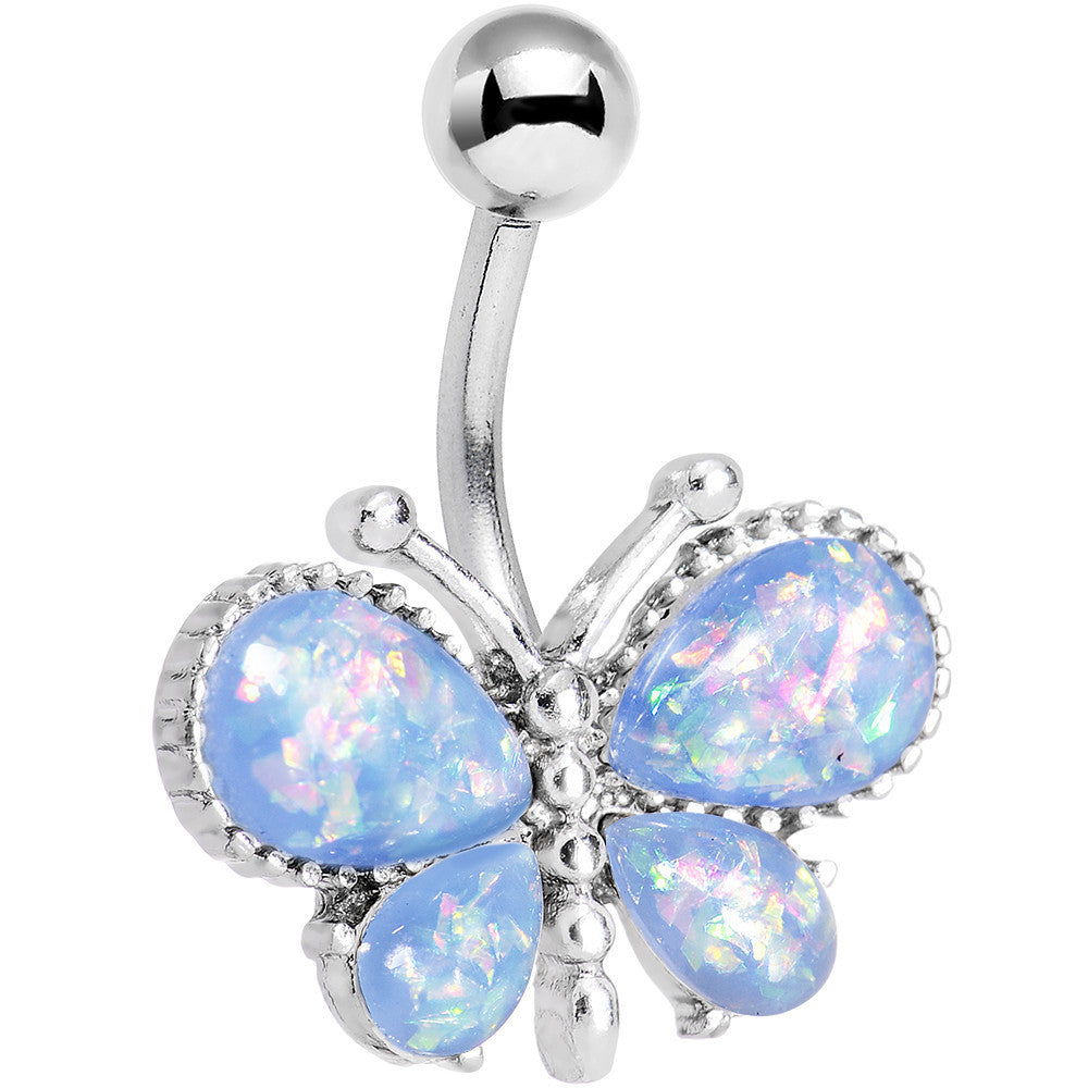 BodyCandy Light Blue Faux Opal Bless My Butterfly Belly Ring — main product shot
