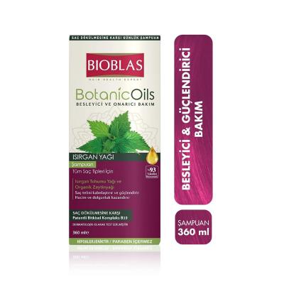 Bioblas Nettle Oil Shampoo for Hair Loss Prevention and Volumizing - 12.18 fl oz
