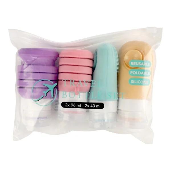 KPM Silicone Travel Bottle Set 4-Piece: TSA Approved, Leakproof, Reusable Travel Containers for Liquids & Toiletries