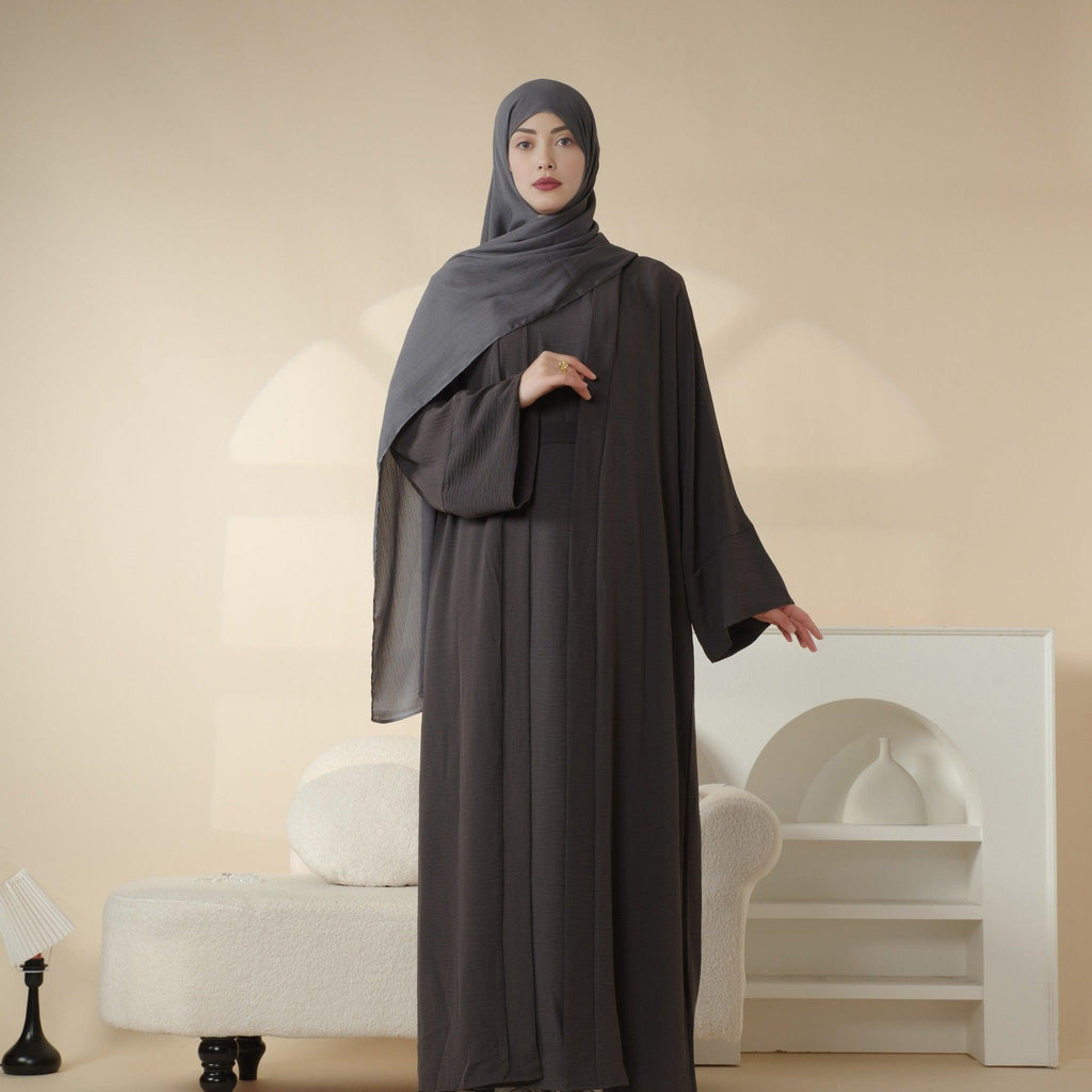 Mariam's Collection Crepe Pocket Open Abaya 3-Piece Set (MA002) — feature highlight