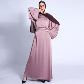 Pocket Satin Abaya With Shiny Rhinestone Belt (MA011)