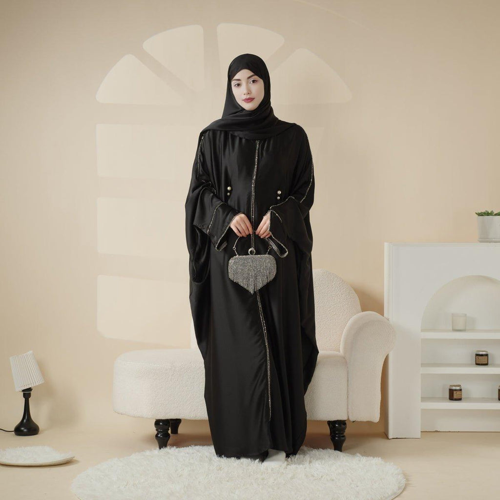 Mariam's Collection Batwing Abaya With Matching Hijab | Batwing Sleeve Abaya (MA041) — Mariam's Collection branding close-up