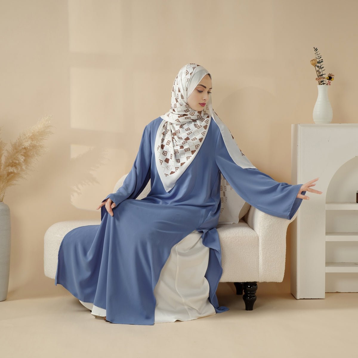 Mariam's Collection Casual Fashion Slit Abaya (MA063) — fabric or material detail