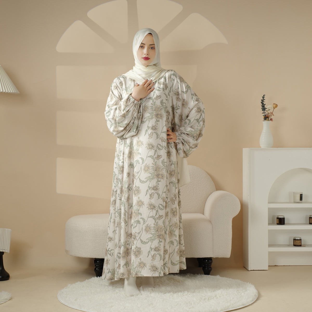 Mariam's Collection Printed Reversible Abaya (MA082) — lifestyle worn / used context