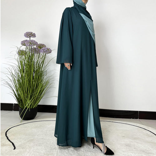 Patchwork Color Clash Abaya 2-Piece Set (MA100)