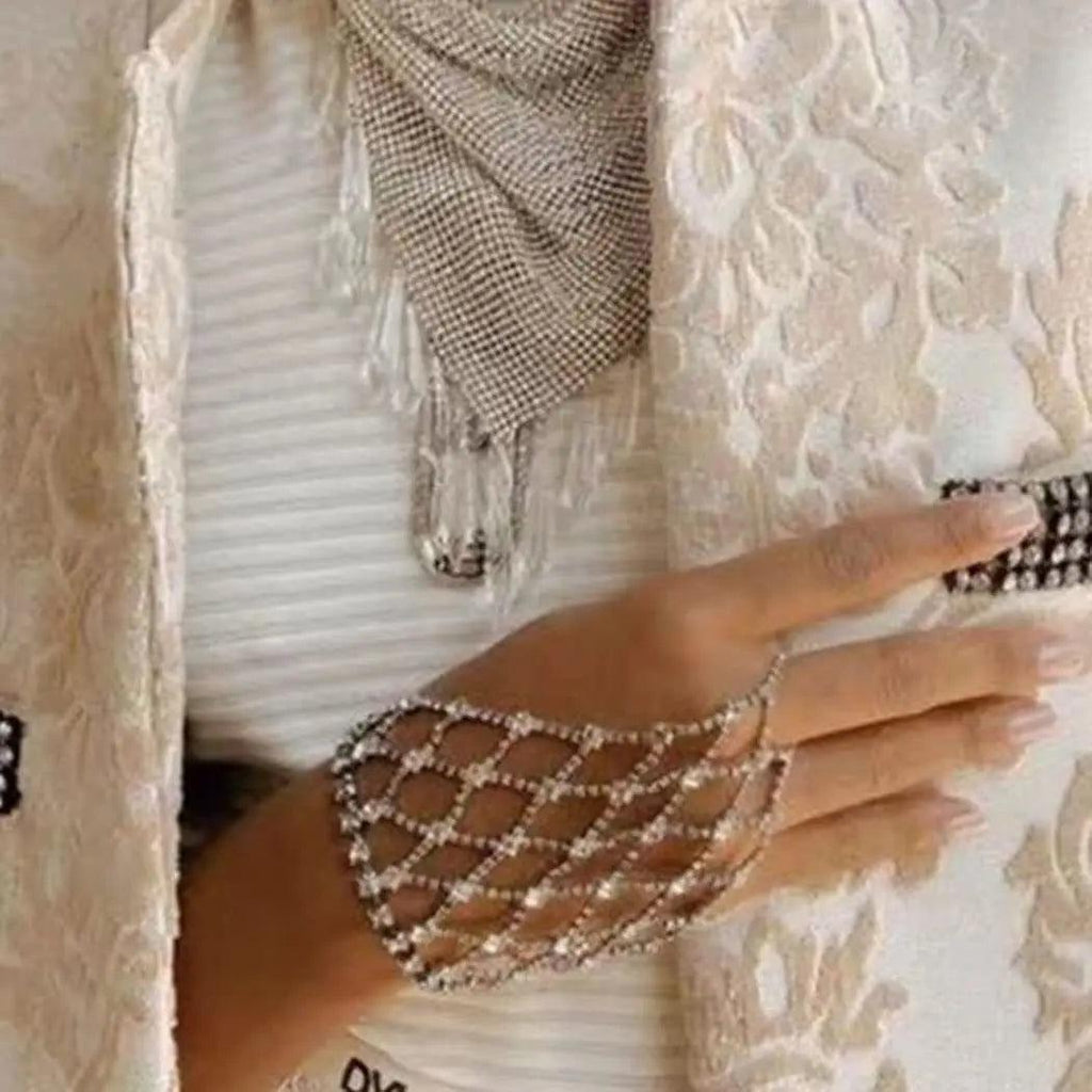 Mariam's Collection Mariam's Collection MAC029 Stunning Rhinestone Finger Bracelet — lifestyle worn / used context