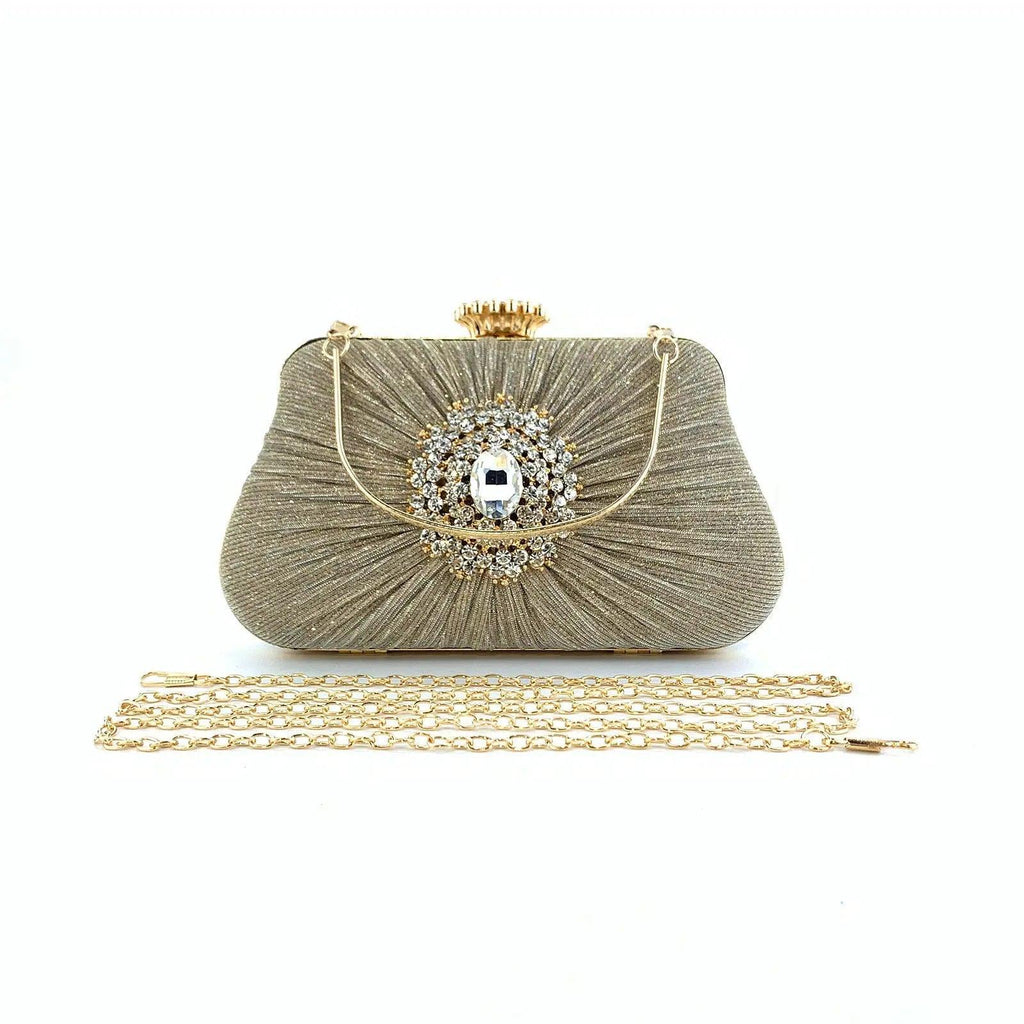 Mariam's Collection Mariam's Collection MAC033 Women's Pleated Craft Rhinestone Bag — Mariam's Collection branding close-up