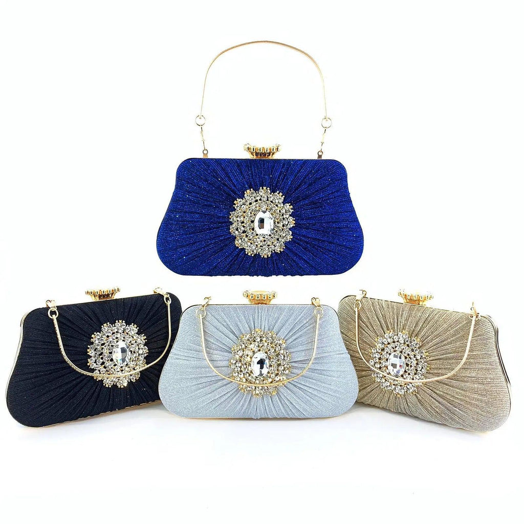 Mariam's Collection Mariam's Collection MAC033 Women's Pleated Craft Rhinestone Bag — lifestyle worn / used context