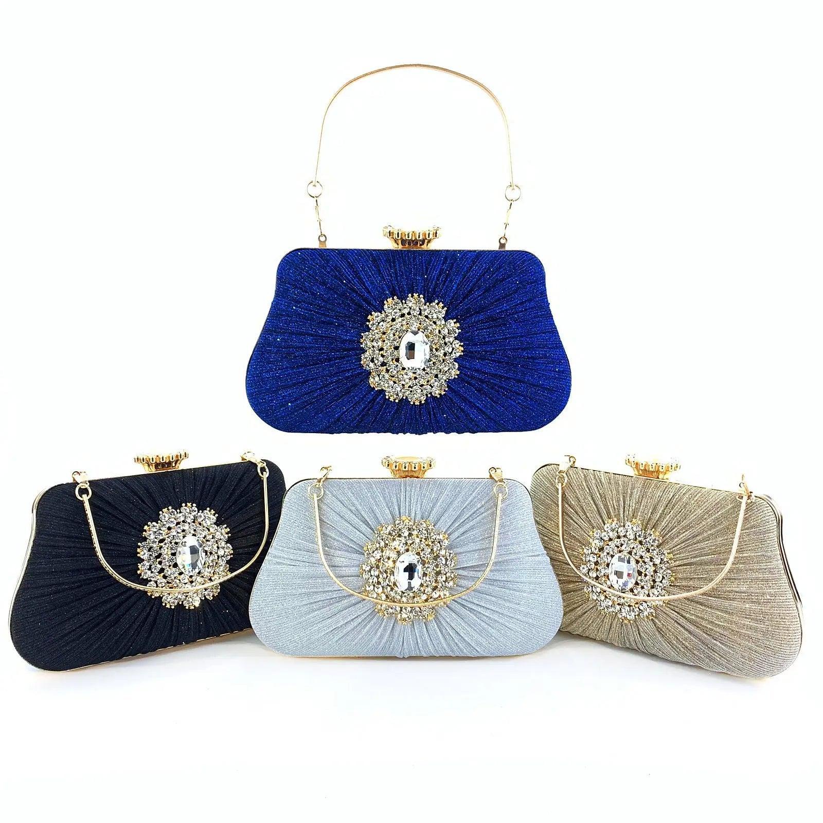 Mariam's Collection Mariam's Collection MAC033 Women's Pleated Craft Rhinestone Bag — lifestyle worn / used context