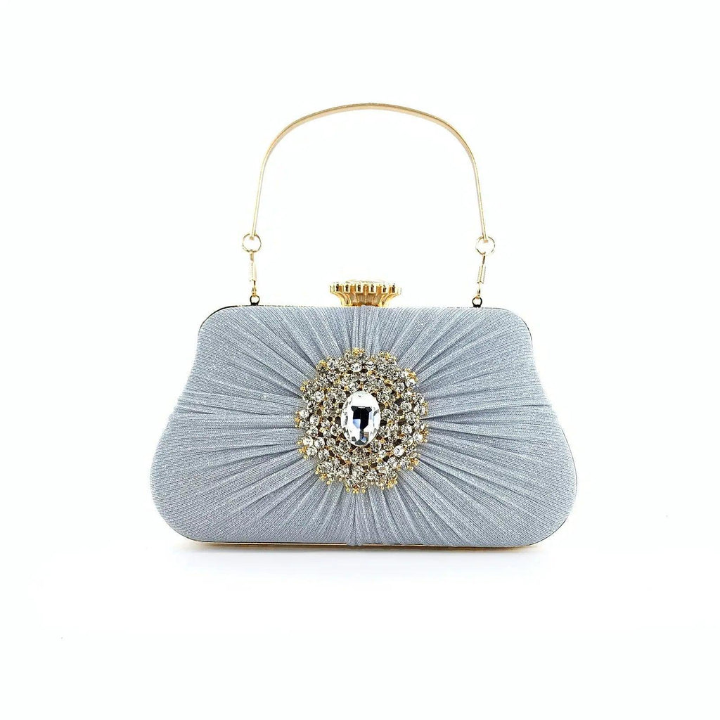 Mariam's Collection Mariam's Collection MAC033 Women's Pleated Craft Rhinestone Bag — construction detail