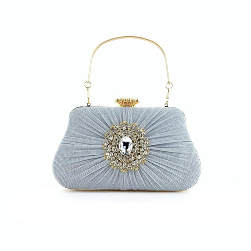 MAC033 Women's Pleated Craft Rhinestone Bag