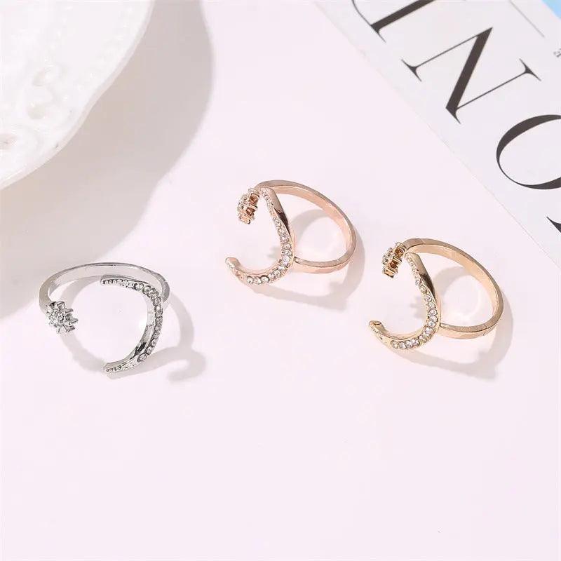 Mariam's Collection Mariam's Collection MAC035 Cubic Zirconia Moon and Star Open Band Ring — product category context