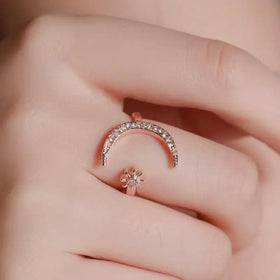 Mariam's Collection MAC035 Cubic Zirconia Moon and Star Open Band Ring