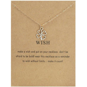 MAC041 Platinum plated Four Leaf Clover Pendant Necklace