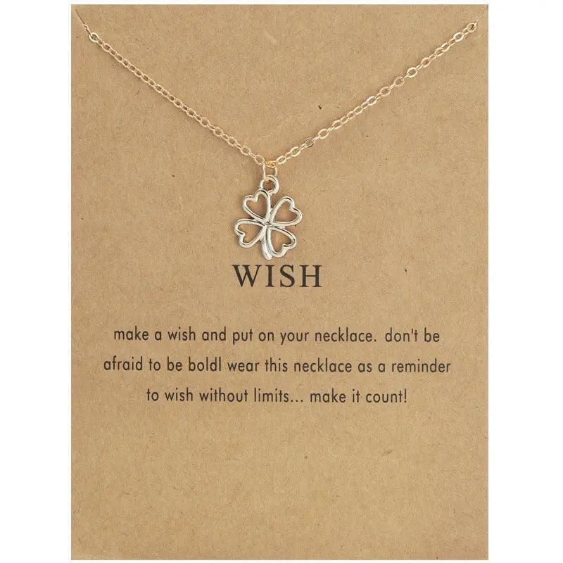 Mariam's Collection MAC041 Platinum plated Four Leaf Clover Pendant Necklace — main product shot
