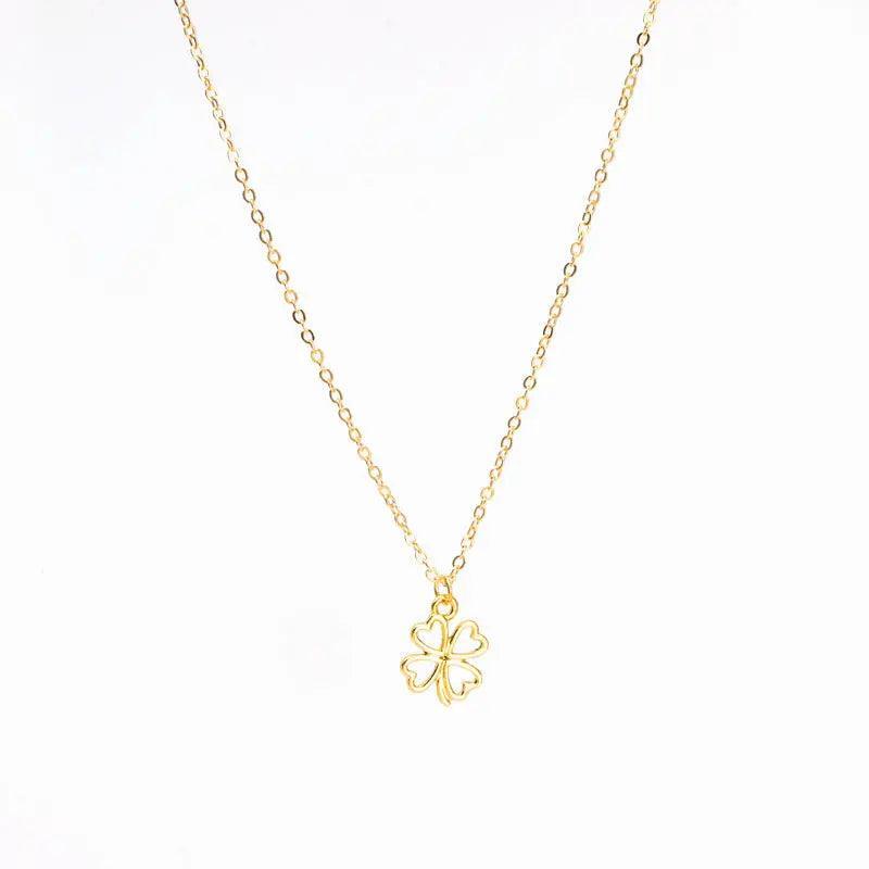 Mariam's Collection MAC041 Platinum plated Four Leaf Clover Pendant Necklace — lifestyle worn / used context