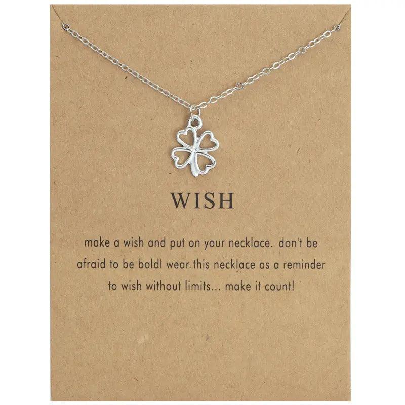 Mariam's Collection MAC041 Platinum plated Four Leaf Clover Pendant Necklace — detail shot 6