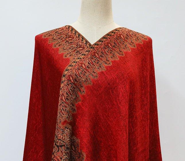 Mariam's Collection MAC044 Bohemian Style Multicolor Retro Jacquard Cashew Long Tassel Scarf — product on model