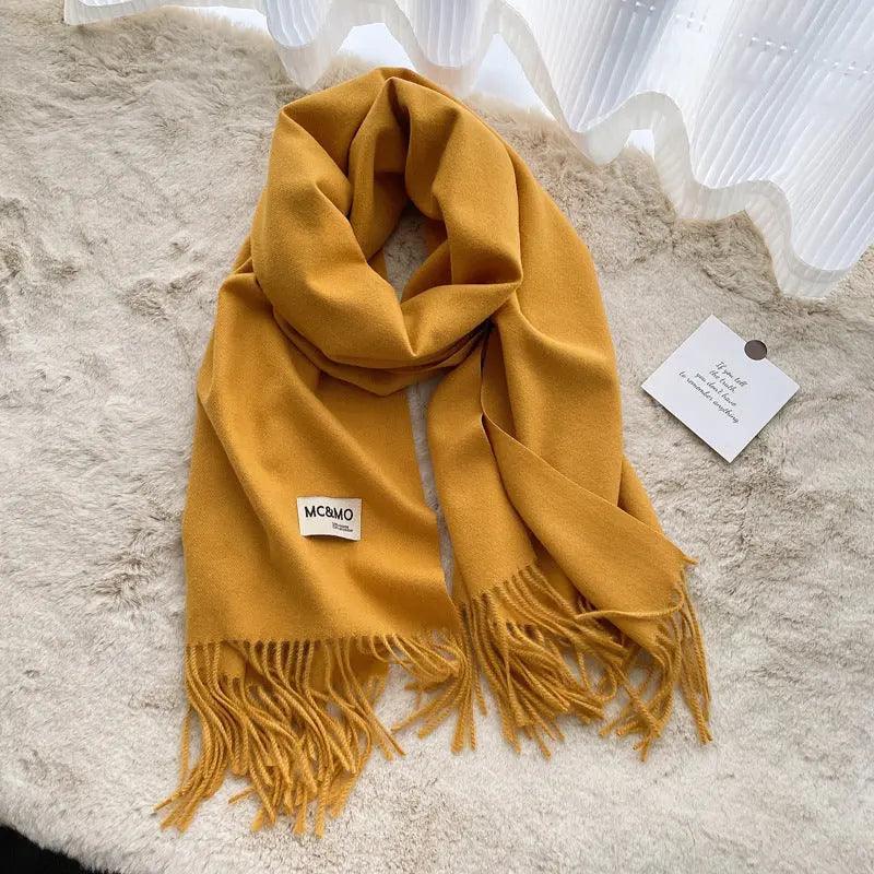 Mariam's Collection MAC049 Imitation Cashmere Solid Color Basic Tassel Scarf — comparison shot