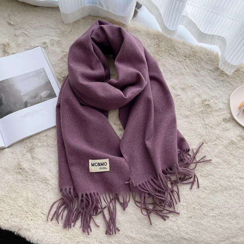 Mariam's Collection MAC049 Imitation Cashmere Solid Color Basic Tassel Scarf — packaging