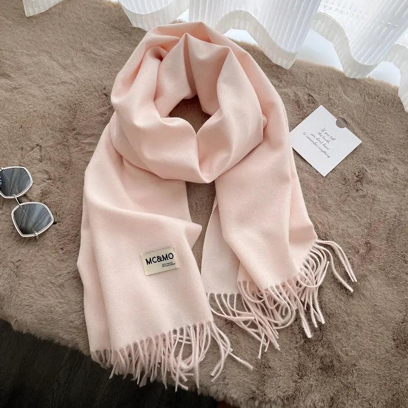 Mariam's Collection MAC049 Imitation Cashmere Solid Color Basic Tassel Scarf — feature highlight