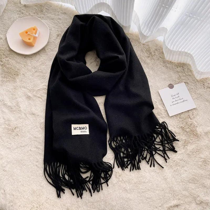 Mariam's Collection MAC049 Imitation Cashmere Solid Color Basic Tassel Scarf — detail shot 8