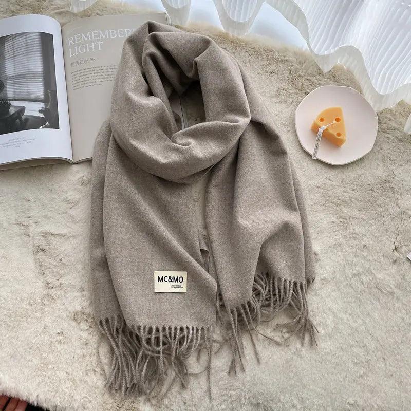 Mariam's Collection MAC049 Imitation Cashmere Solid Color Basic Tassel Scarf — color detail