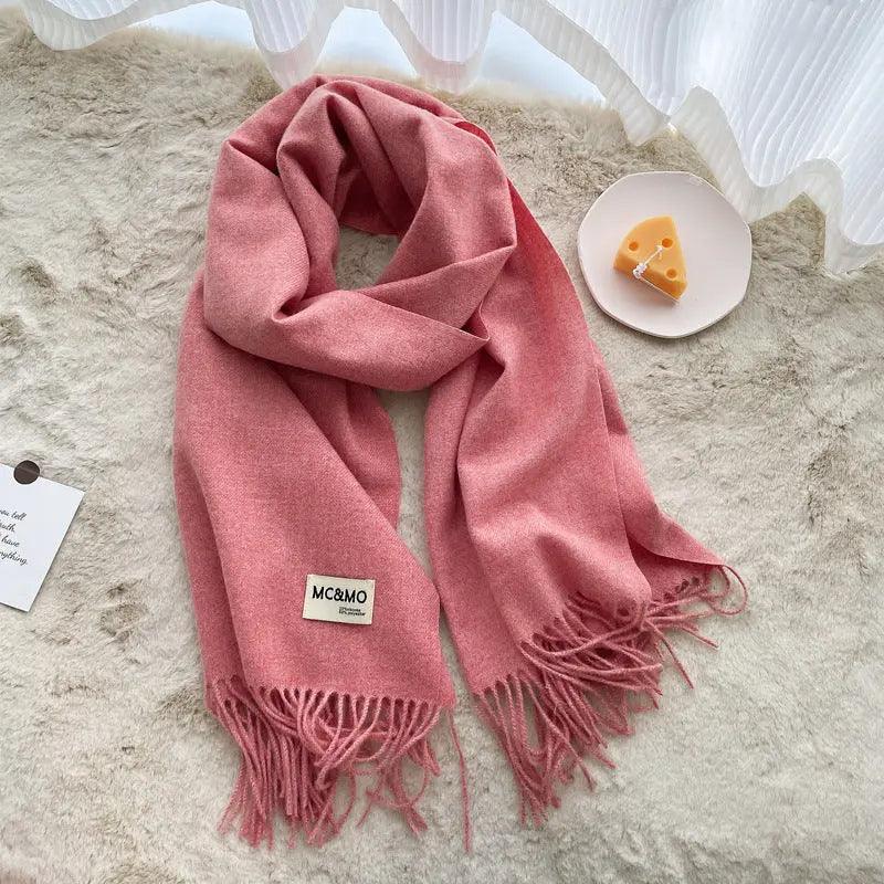 Mariam's Collection MAC049 Imitation Cashmere Solid Color Basic Tassel Scarf — alternative angle