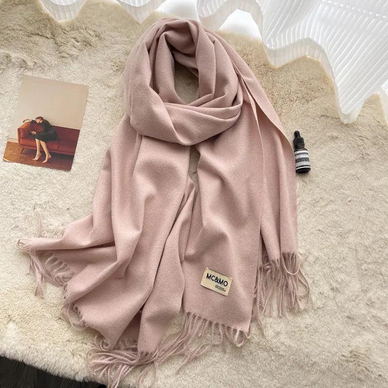 Mariam's Collection MAC049 Imitation Cashmere Solid Color Basic Tassel Scarf — comparison shot