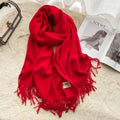 Mariam's Collection MAC049 Imitation Cashmere Solid Color Basic Tassel Scarf — detail shot 6