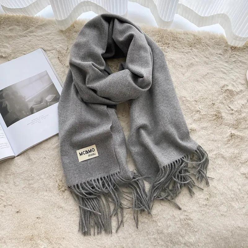 Mariam's Collection MAC049 Imitation Cashmere Solid Color Basic Tassel Scarf — detail shot 10