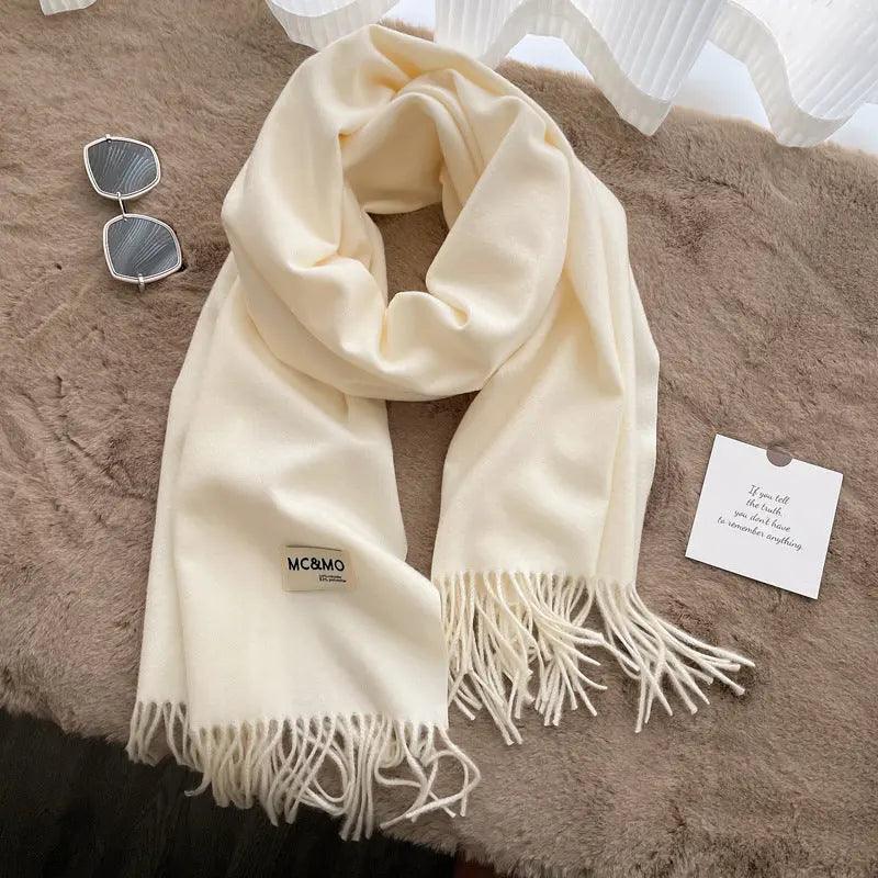 Mariam's Collection MAC049 Imitation Cashmere Solid Color Basic Tassel Scarf — detail shot 7