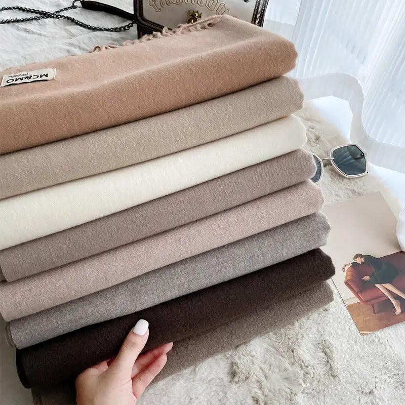 Mariam's Collection MAC049 Imitation Cashmere Solid Color Basic Tassel Scarf — construction detail