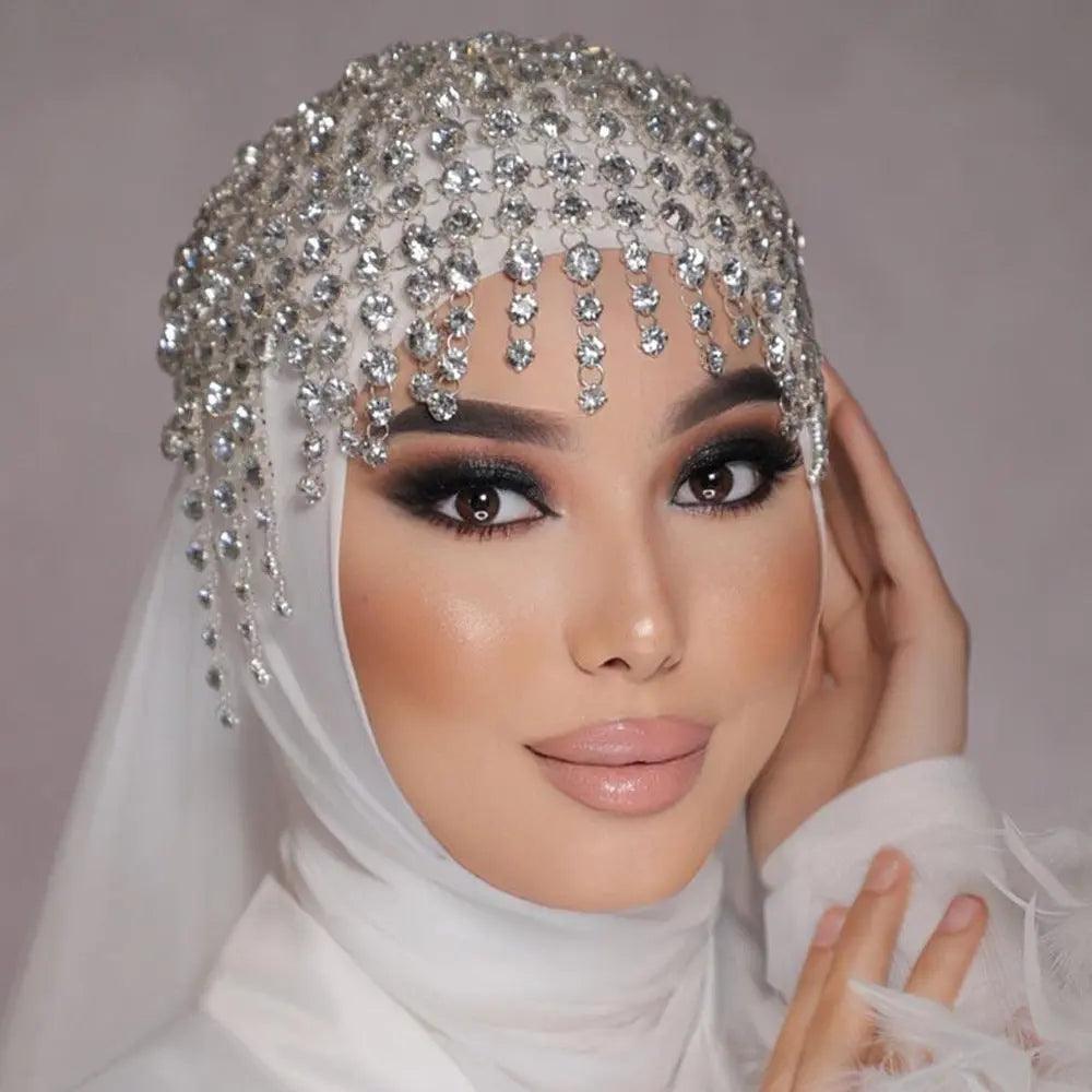 Mariam's Collection Mariam's Collection MAC051 Rhinestone Chain Tassel Headpiece — main product shot