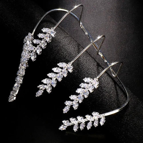 MAC053 Stonefans Zircon Cuff Hand Palm Bangle Leaf Bracelet