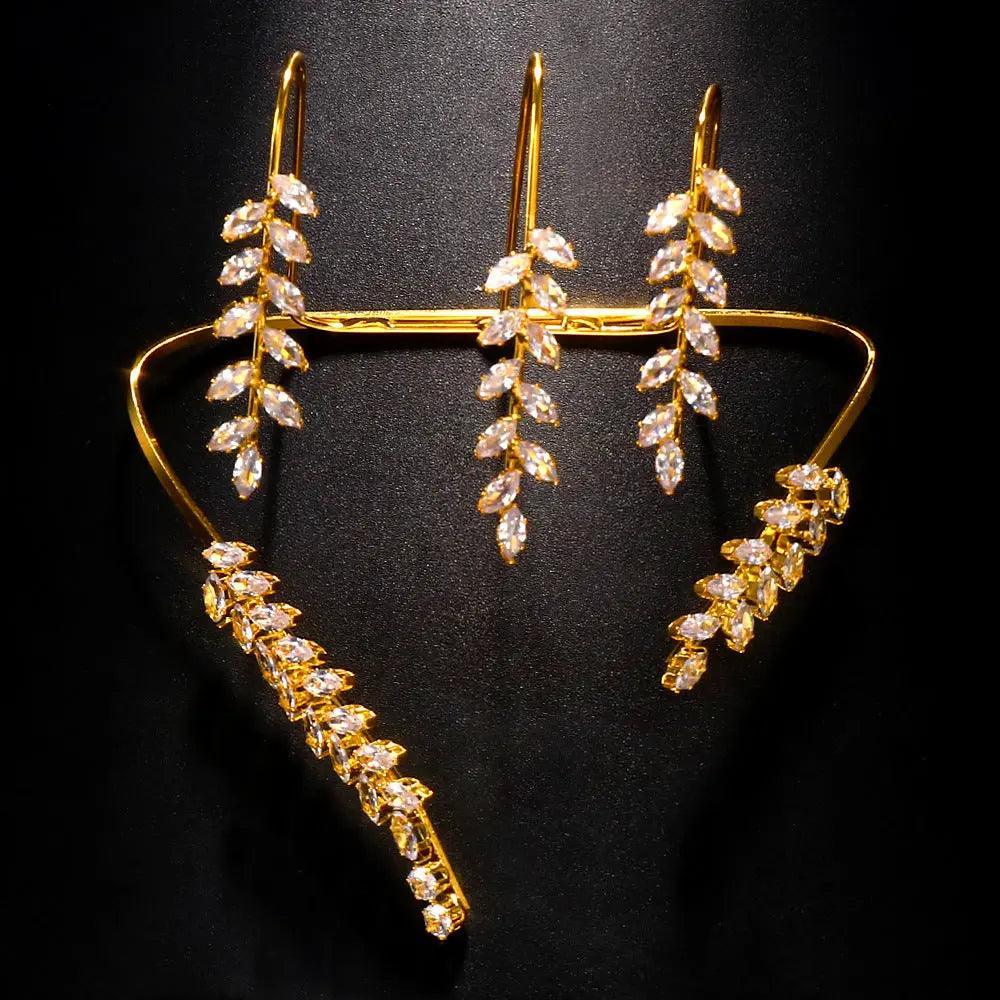 Mariam's Collection MAC053 Stonefans Zircon Cuff Hand Palm Bangle Leaf Bracelet — Mariam's Collection branding close-up