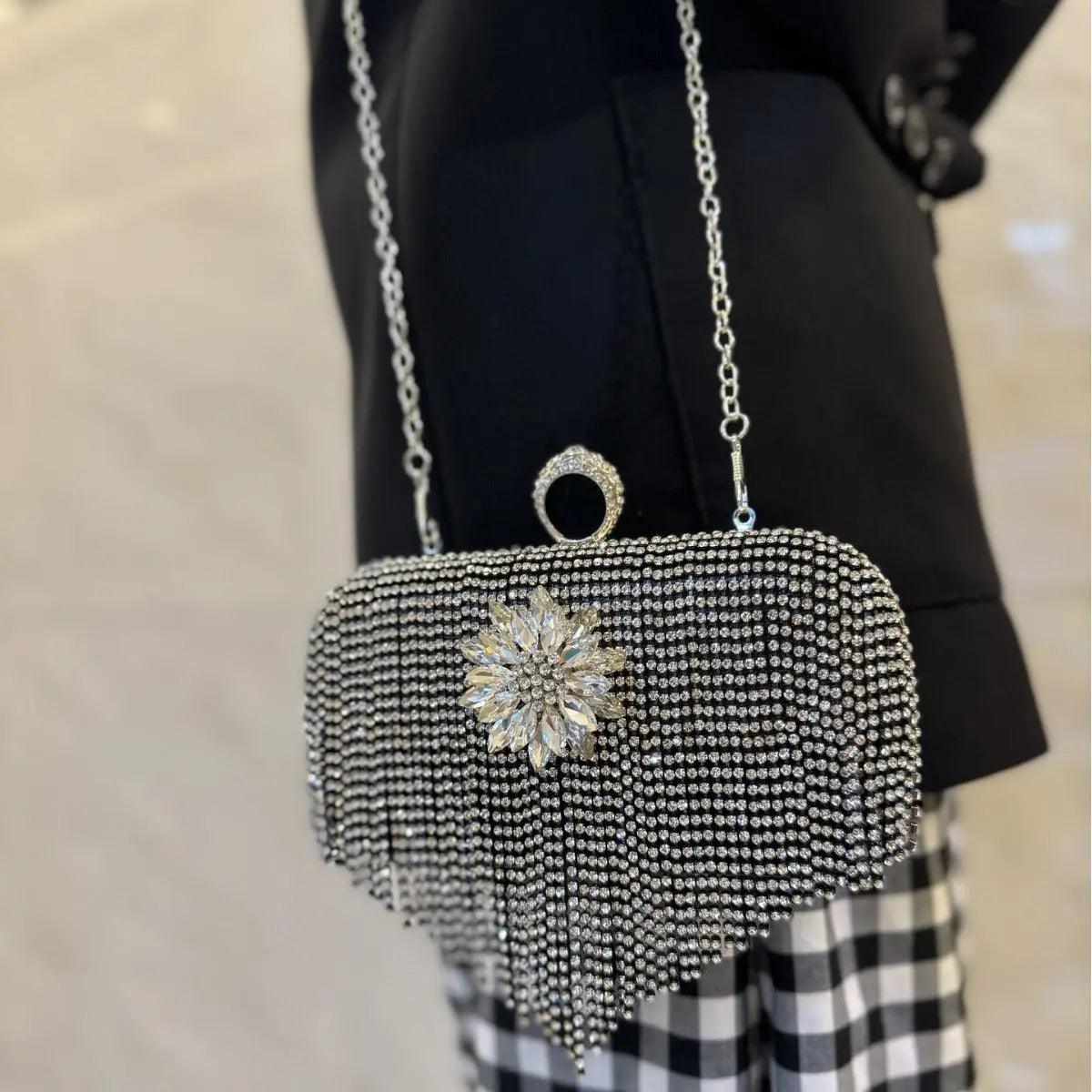 Mariam's Collection MAC056 Tassel Evening Clutch Bag Luxury Rhinestones Party Prom Purse Handbag… — product category context