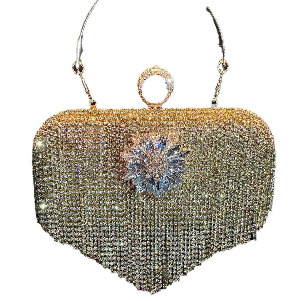 Mariam's Collection MAC056 Tassel Evening Clutch Bag Luxury Rhinestones Party Prom Purse Handbag… — lifestyle worn / used context