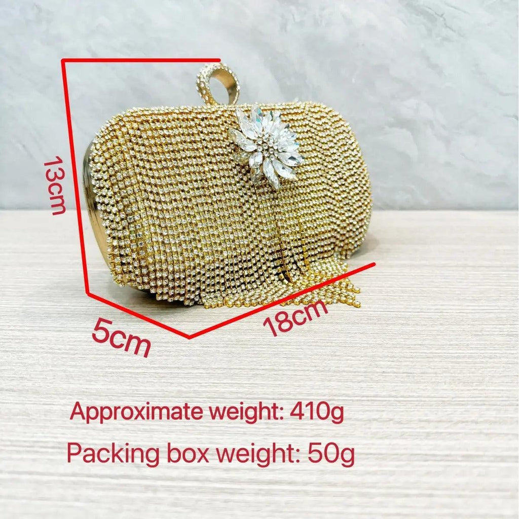 Mariam's Collection MAC056 Tassel Evening Clutch Bag Luxury Rhinestones Party Prom Purse Handbag… — construction detail