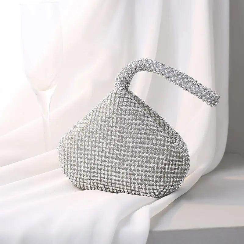 Mariam's Collection MAC057 Handbag Rhinestones Heart Shape Shiny Handmade Small Evening Bag — detail shot 8