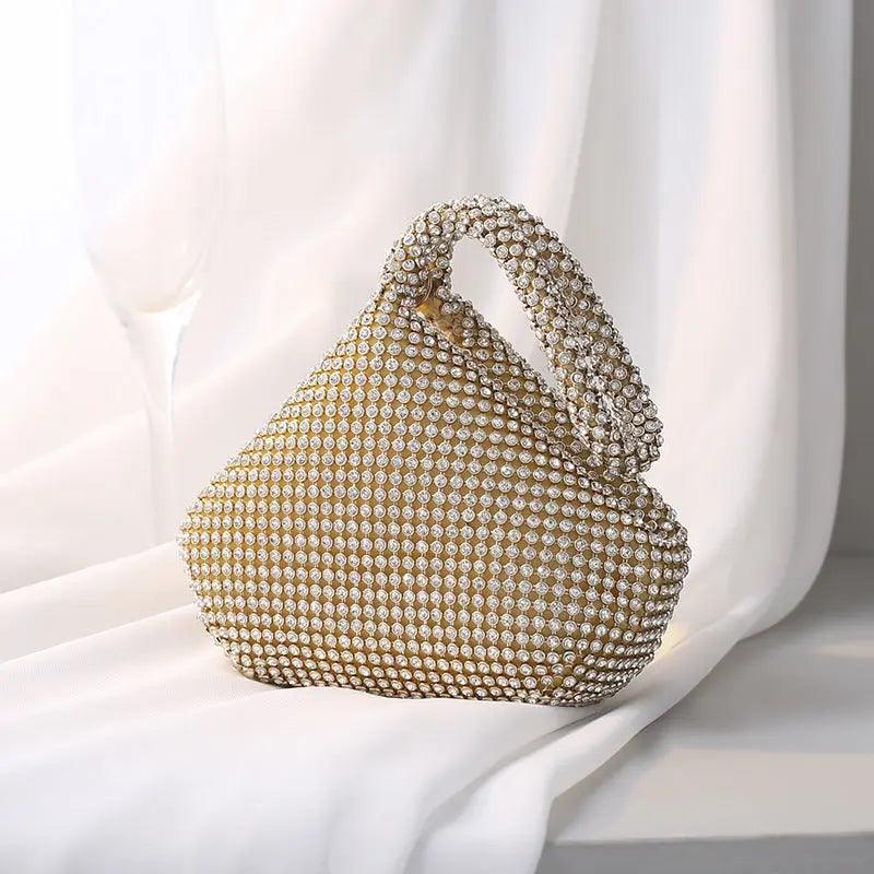 Mariam's Collection MAC057 Handbag Rhinestones Heart Shape Shiny Handmade Small Evening Bag — detail shot 7