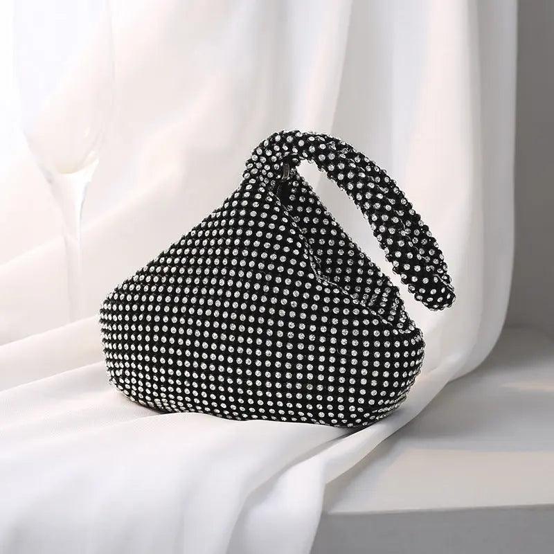 Mariam's Collection MAC057 Handbag Rhinestones Heart Shape Shiny Handmade Small Evening Bag — detail shot 6