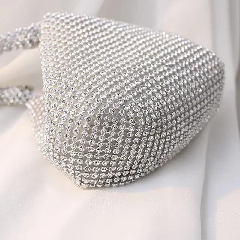 Mariam's Collection MAC057 Handbag Rhinestones Heart Shape Shiny Handmade Small Evening Bag — product category context