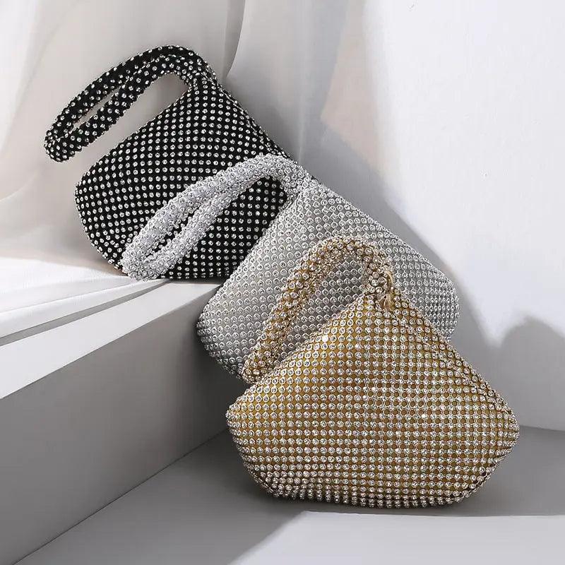 Mariam's Collection MAC057 Handbag Rhinestones Heart Shape Shiny Handmade Small Evening Bag — main product shot