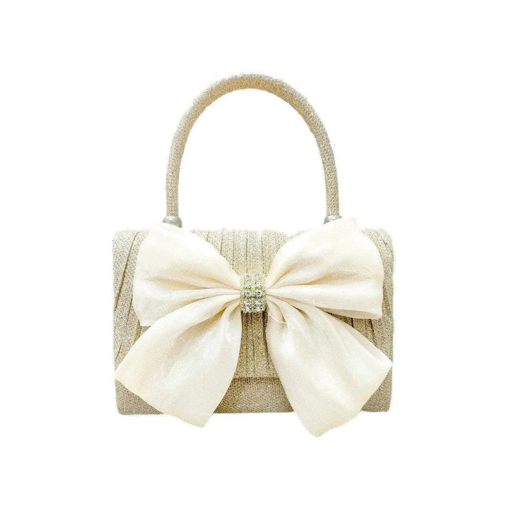 Mariam's Collection MAC060 White Bowknot Portable Shoulder Bag Big Bow Design Underarm Bags — lifestyle worn / used context