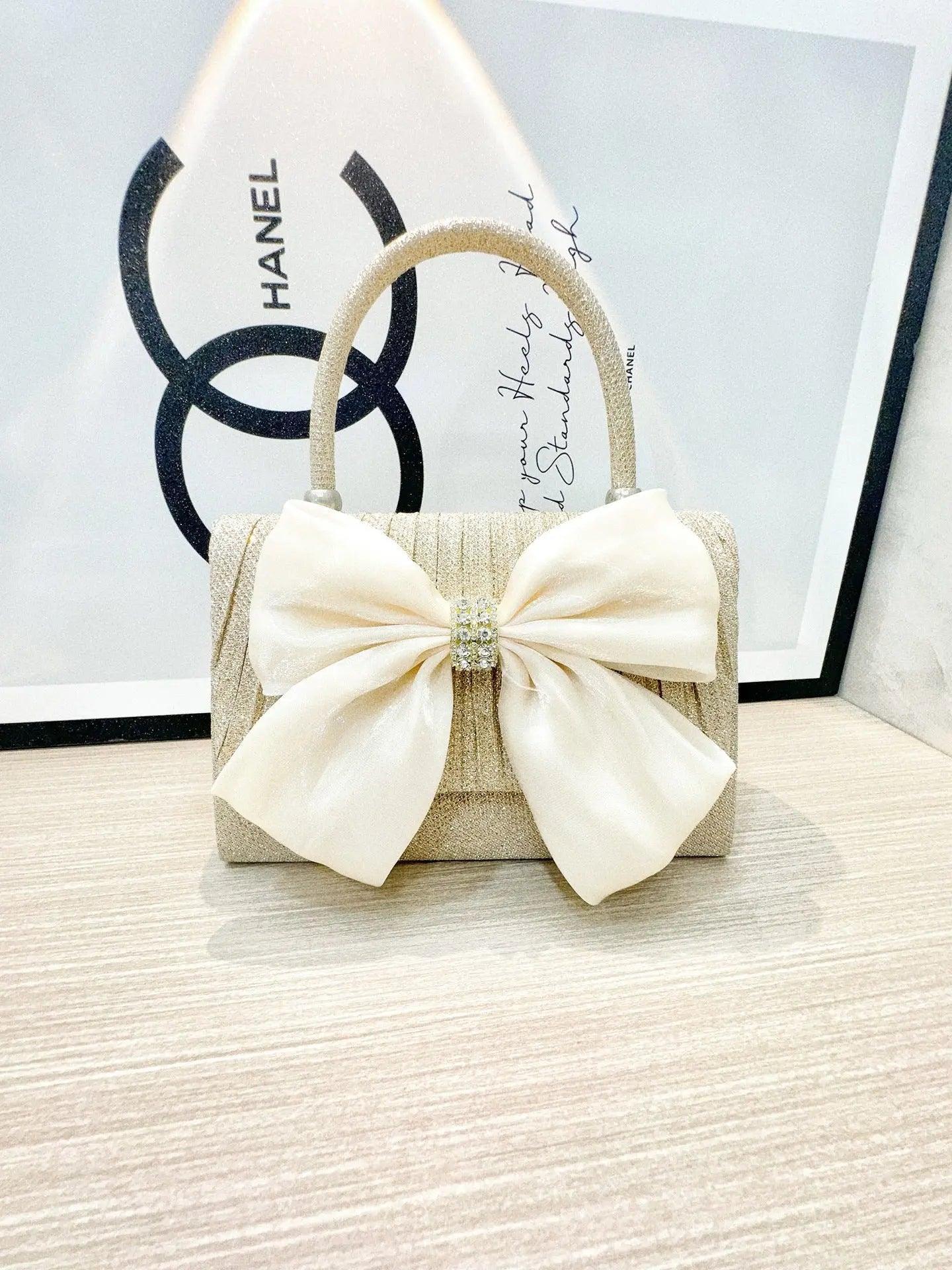 Mariam's Collection MAC060 White Bowknot Portable Shoulder Bag Big Bow Design Underarm Bags — detail shot 6